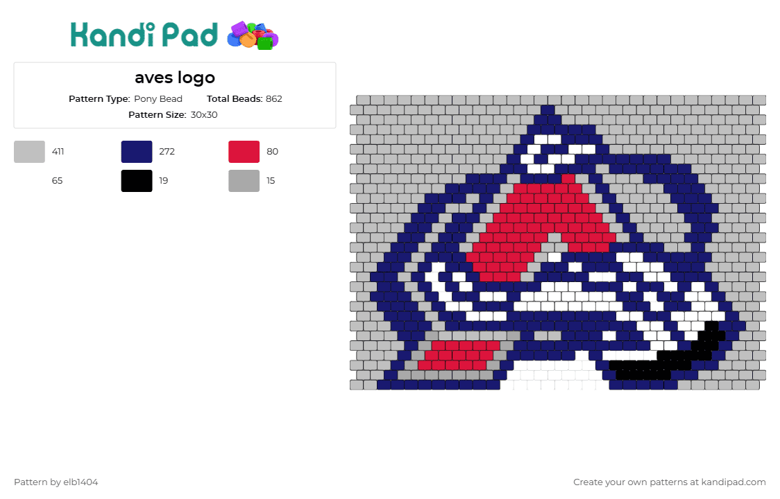 aves logo - Pony Bead Pattern by elb1404 on Kandi Pad - avalanche,colorado,hockey,sports,logo,team,snow,red,blue,white