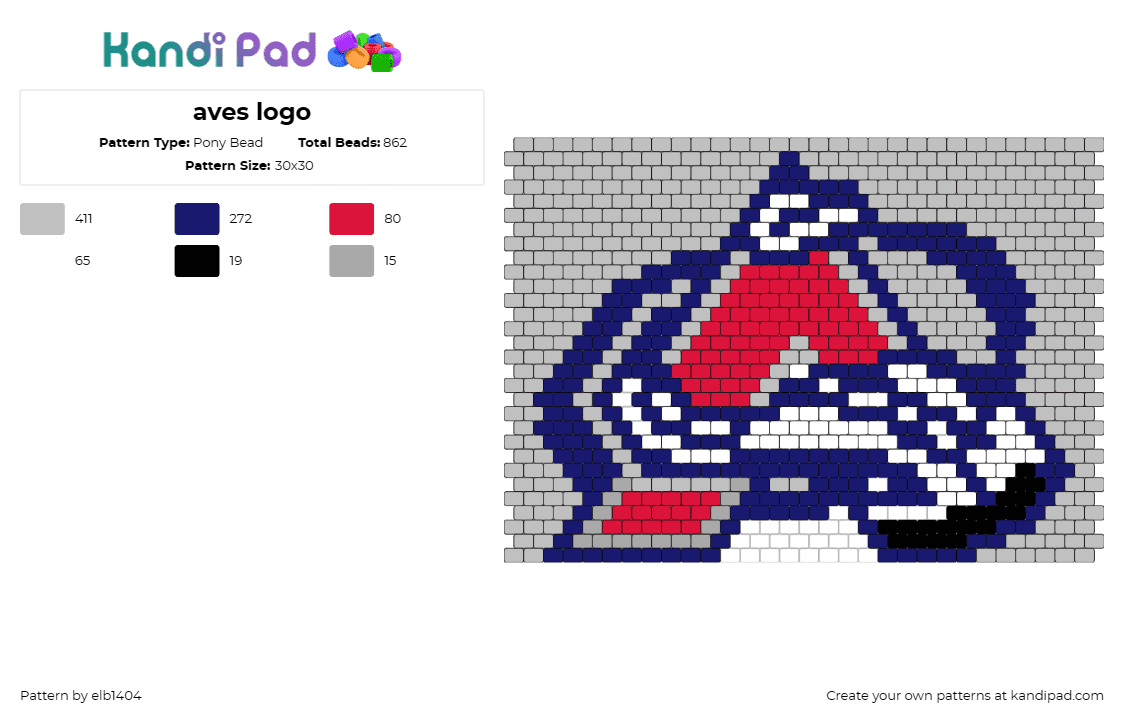 aves logo - Pony Bead Pattern by elb1404 on Kandi Pad - avalanche,colorado,hockey,sports,logo,team,snow,red,blue,white