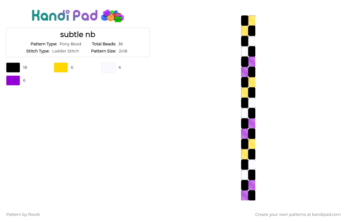 subtle nb - Pony Bead Pattern by floorb on Kandi Pad - yellow,purple
