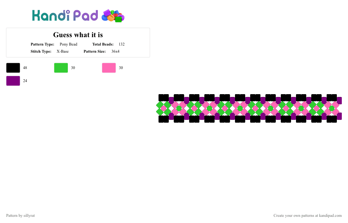 Guess what it is - Pony Bead Pattern by sillyrat on Kandi Pad - green,pink