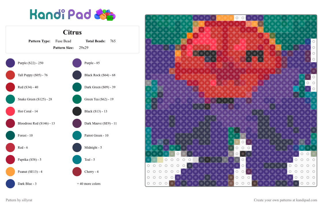 Citrus - Fuse Bead Pattern by sillyrat on Kandi Pad - 