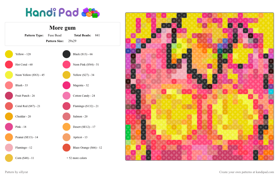 More gum - Fuse Bead Pattern by sillyrat on Kandi Pad - 
