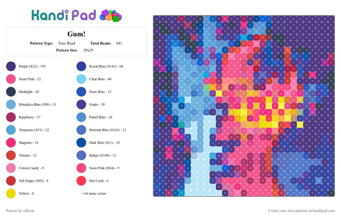 Gum! - Fuse Bead Pattern by sillyrat on Kandi Pad - 