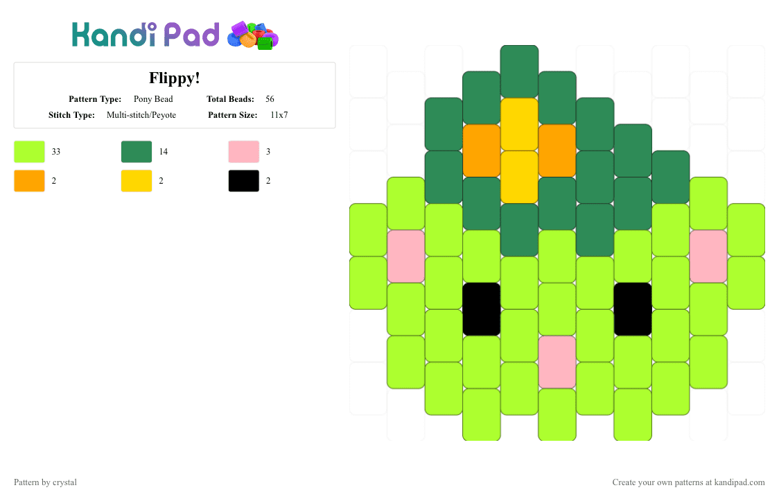 Flippy! - Pony Bead Pattern by crystal on Kandi Pad - green