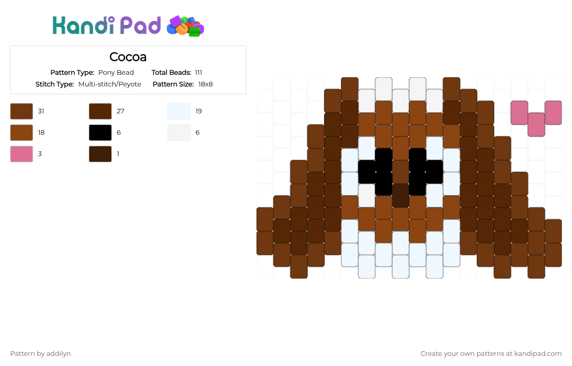 Cocoa - Pony Bead Pattern by addilyn on Kandi Pad - brown,dandysworld,cocoa,roblox