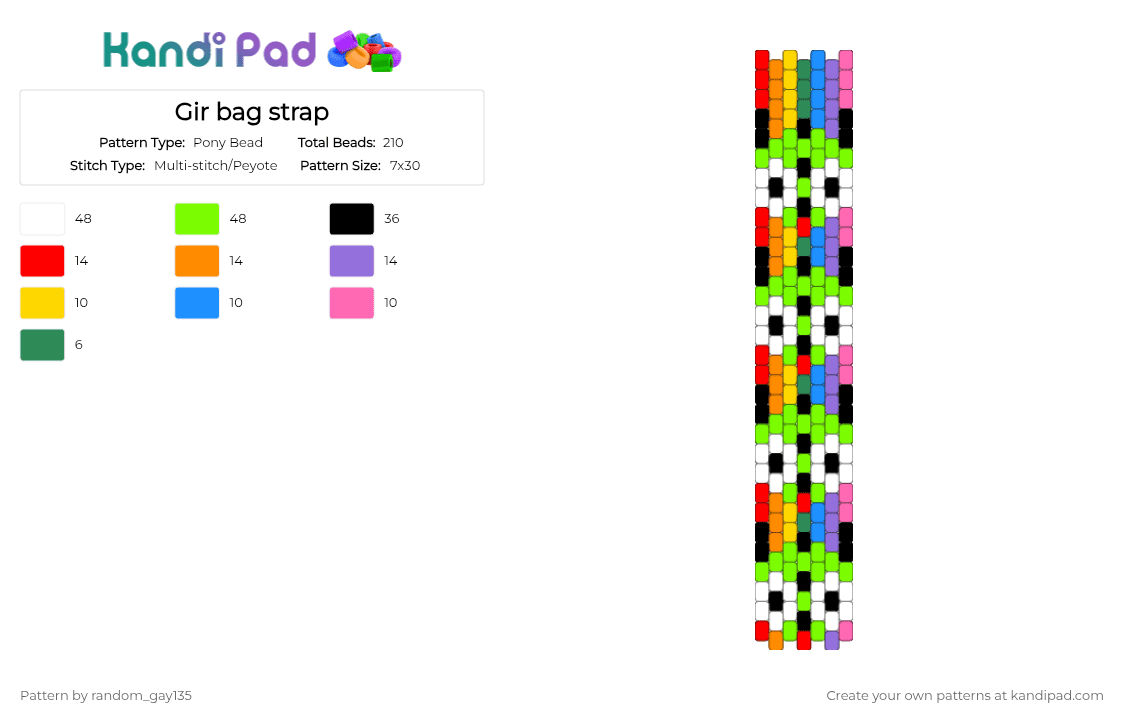 Gir bag strap - Pony Bead Pattern by random_gay135 on Kandi Pad - green