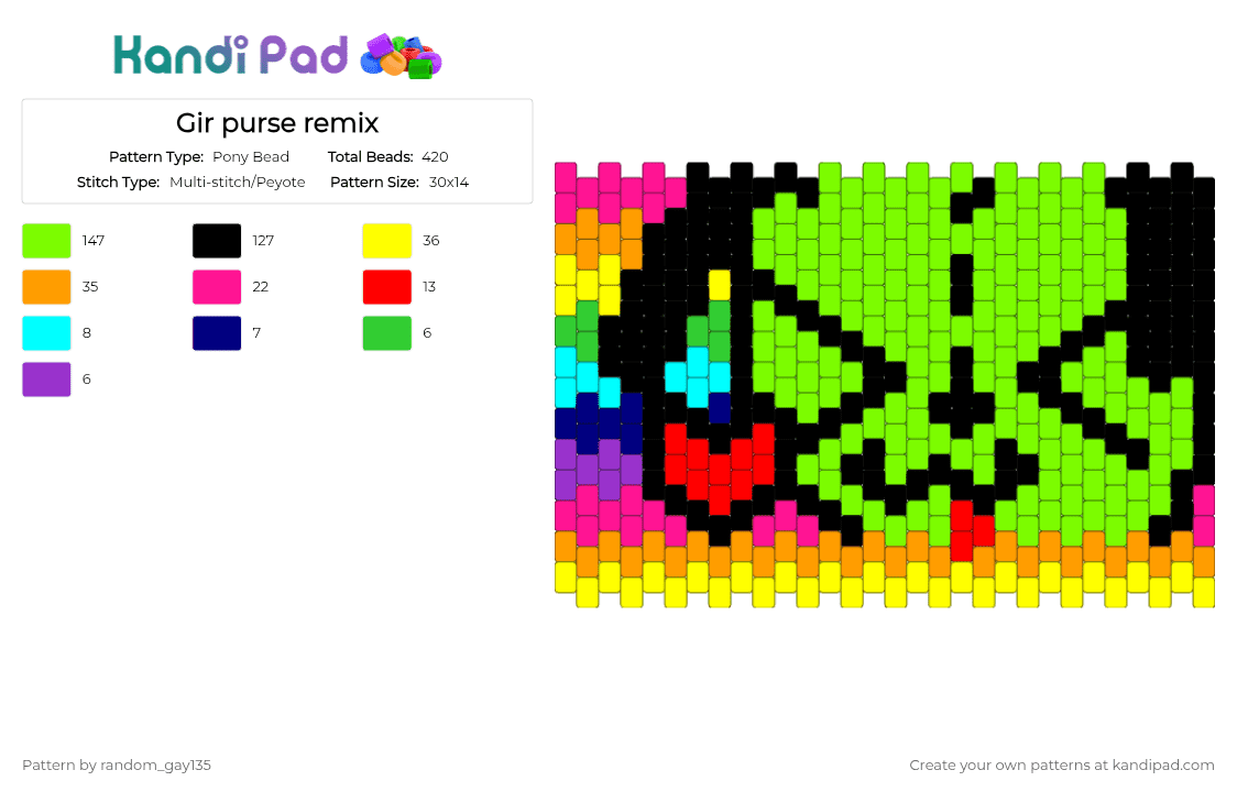 Gir purse remix - Pony Bead Pattern by random_gay135 on Kandi Pad - green