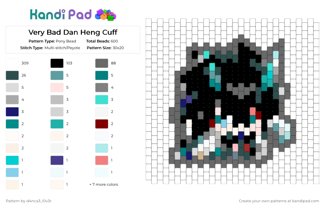 Very Bad Dan Heng Cuff - Pony Bead Pattern by d4nca3_l0v3r on Kandi Pad - 