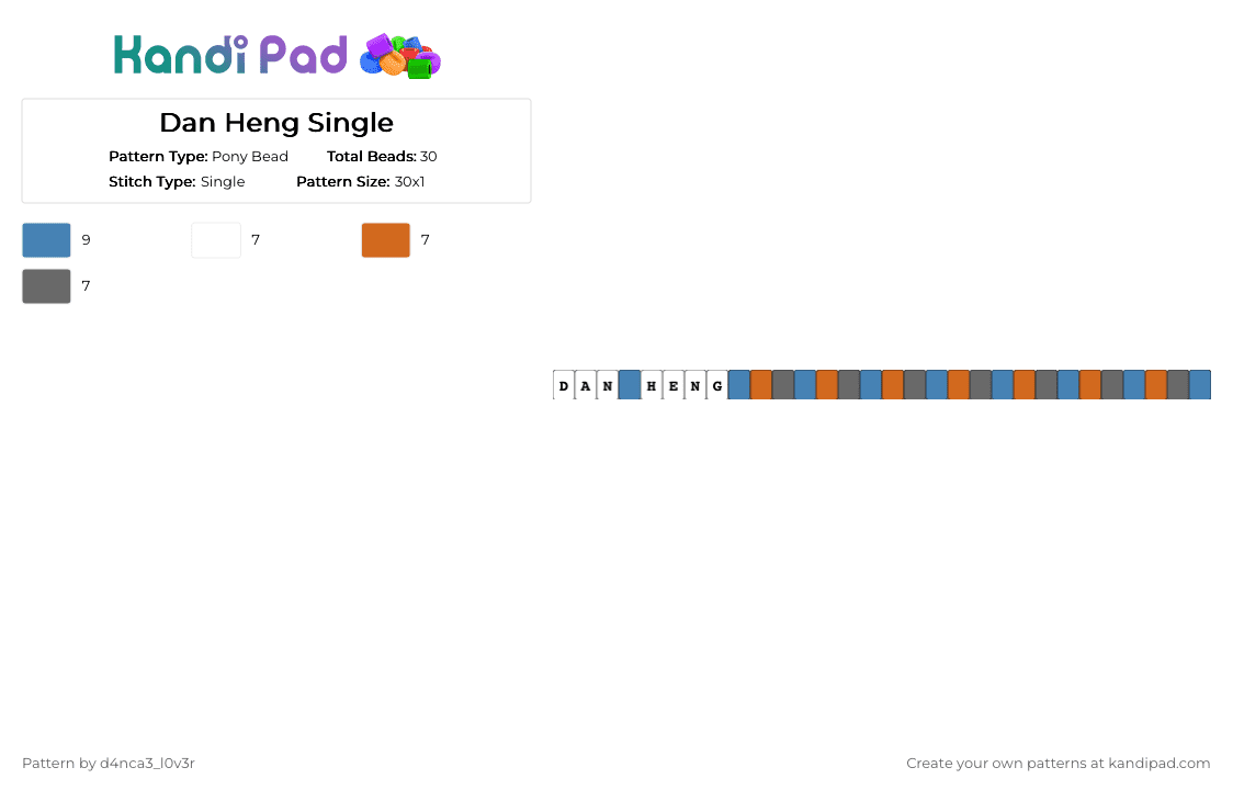 Dan Heng Single - Pony Bead Pattern by d4nca3_l0v3r on Kandi Pad - blue