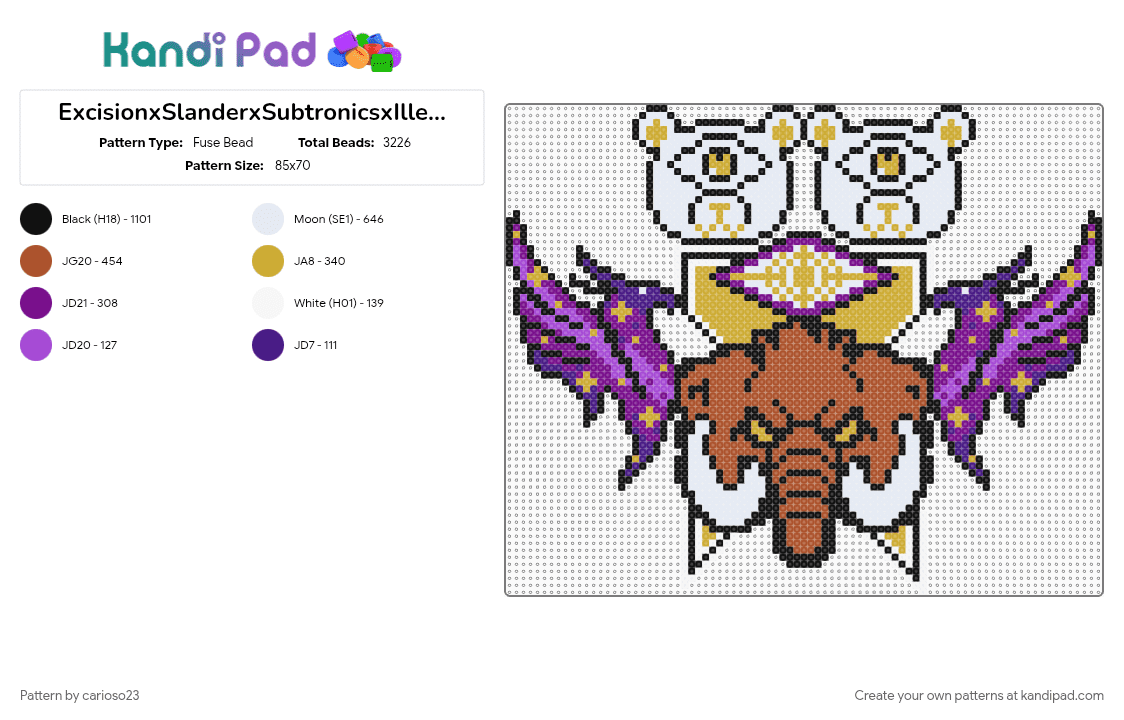 ExcisionxSlanderxSubtronicsxIlleniumxWoolixLevel Up 2 - Fuse Bead Pattern by carioso23 on Kandi Pad - red, yellow
