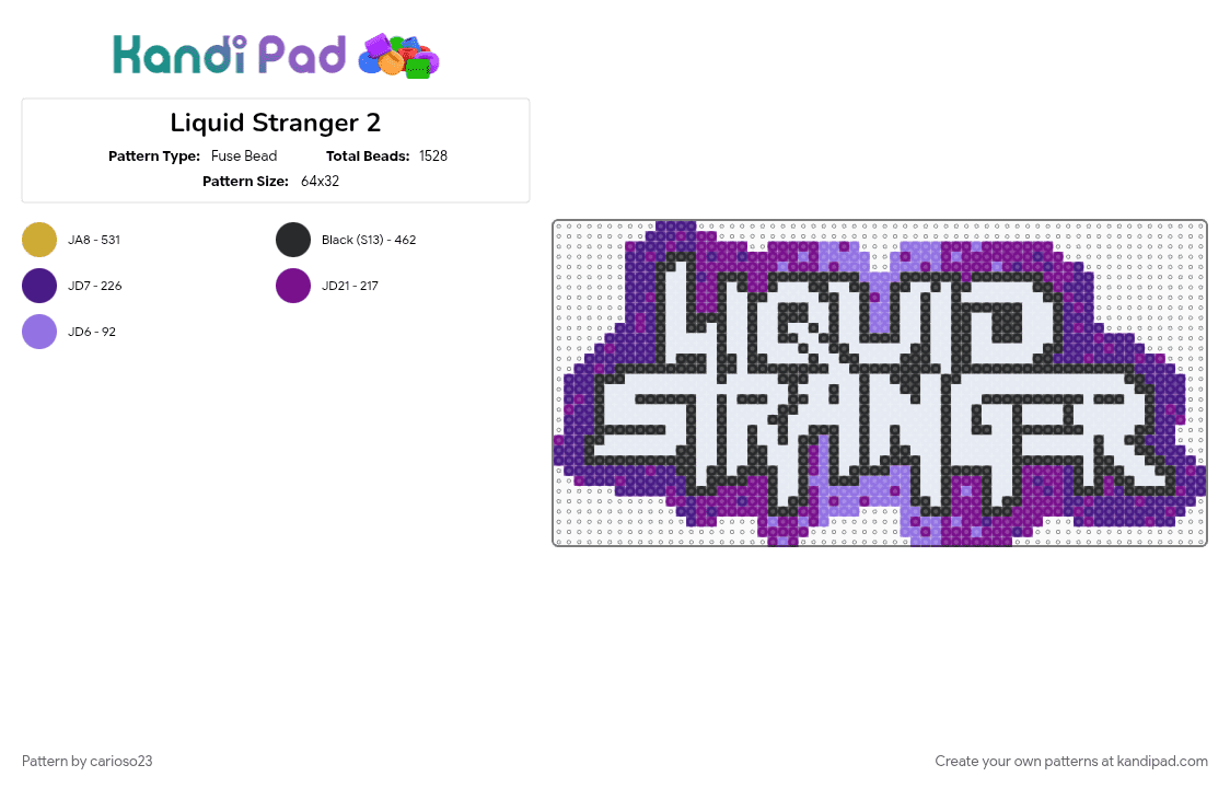 Liquid Stranger 2 - Fuse Bead Pattern by carioso23 on Kandi Pad - pink, purple