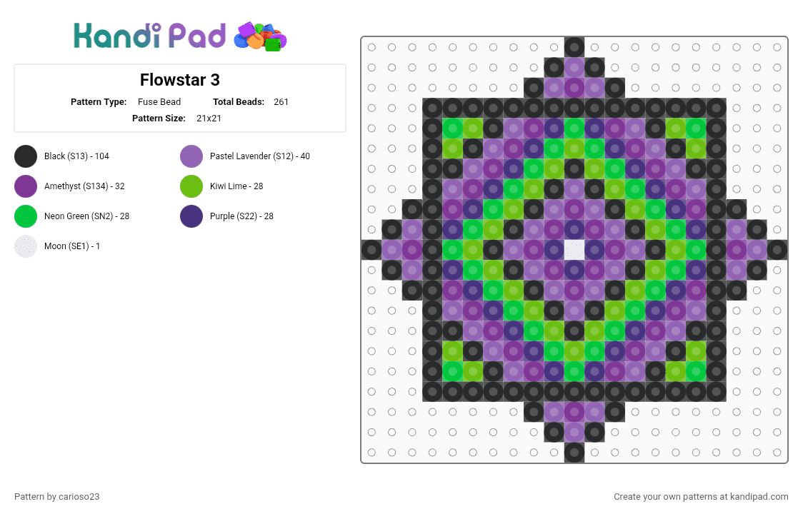 Flowstar - Fuse Bead Pattern by carioso23 on Kandi Pad - pink,green