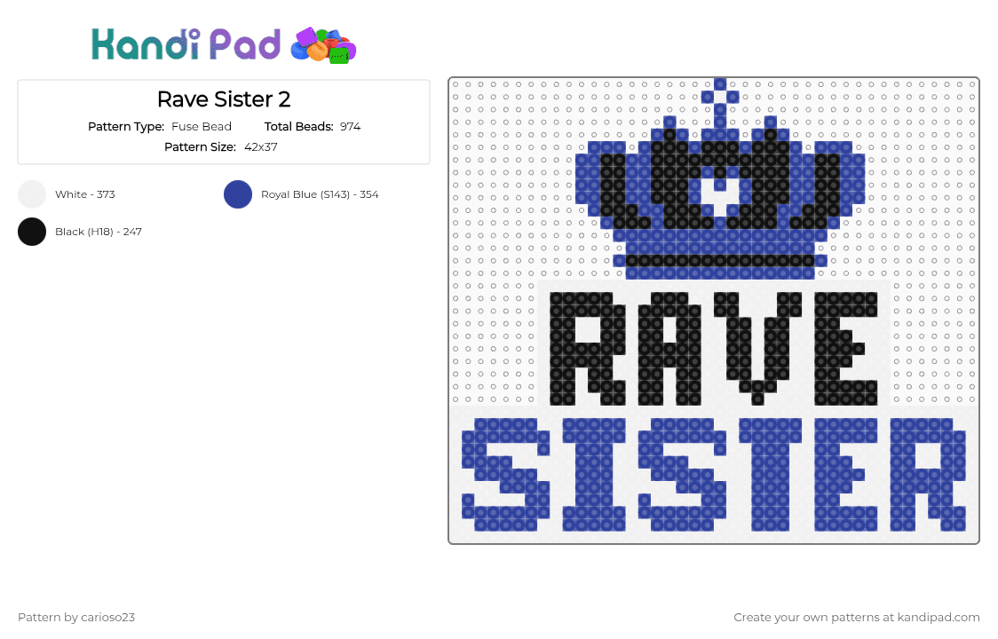Rave Sister 2 - Fuse Bead Pattern by carioso23 on Kandi Pad - purple,white