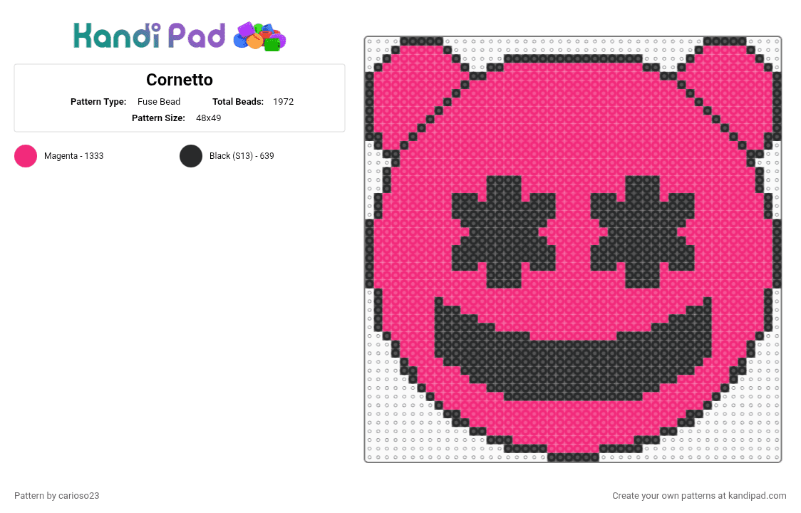 Cornetto - Fuse Bead Pattern by carioso23 on Kandi Pad - black,pink