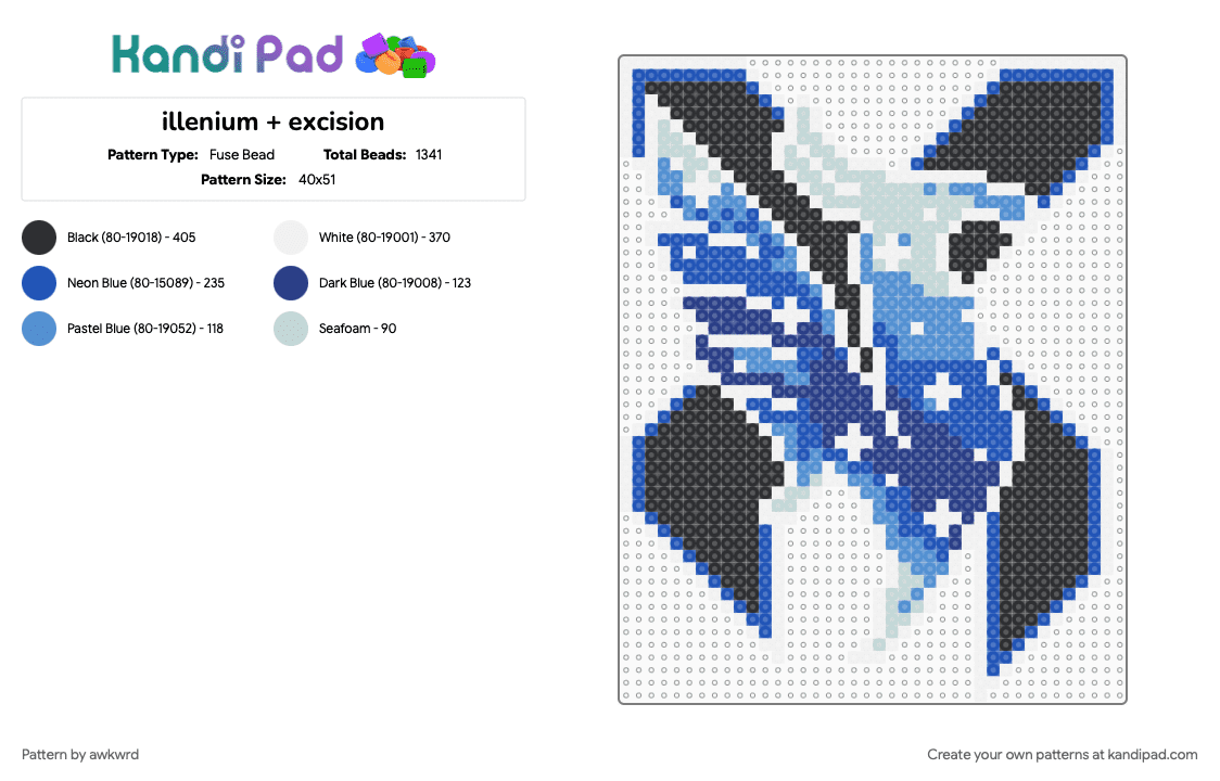 illenium + excision - Fuse Bead Pattern by awkwrd on Kandi Pad - blue