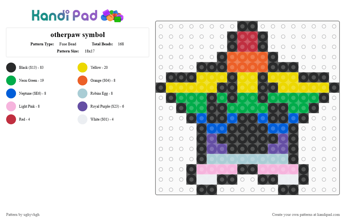 otherpaw symbol - Fuse Bead Pattern by ughyvhgh on Kandi Pad - black,yellow,green,otherpaw