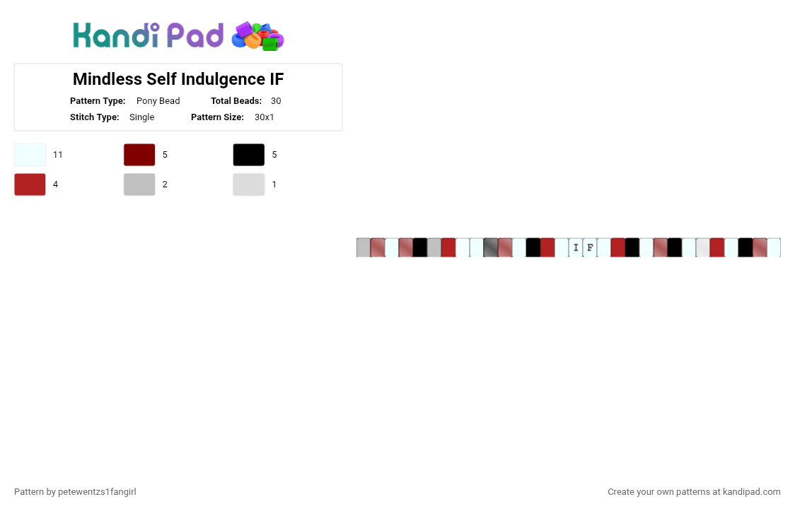 Mindless Self Indulgence IF - Pony Bead Pattern by petewentzs1fangirl on Kandi Pad - white,brown,red