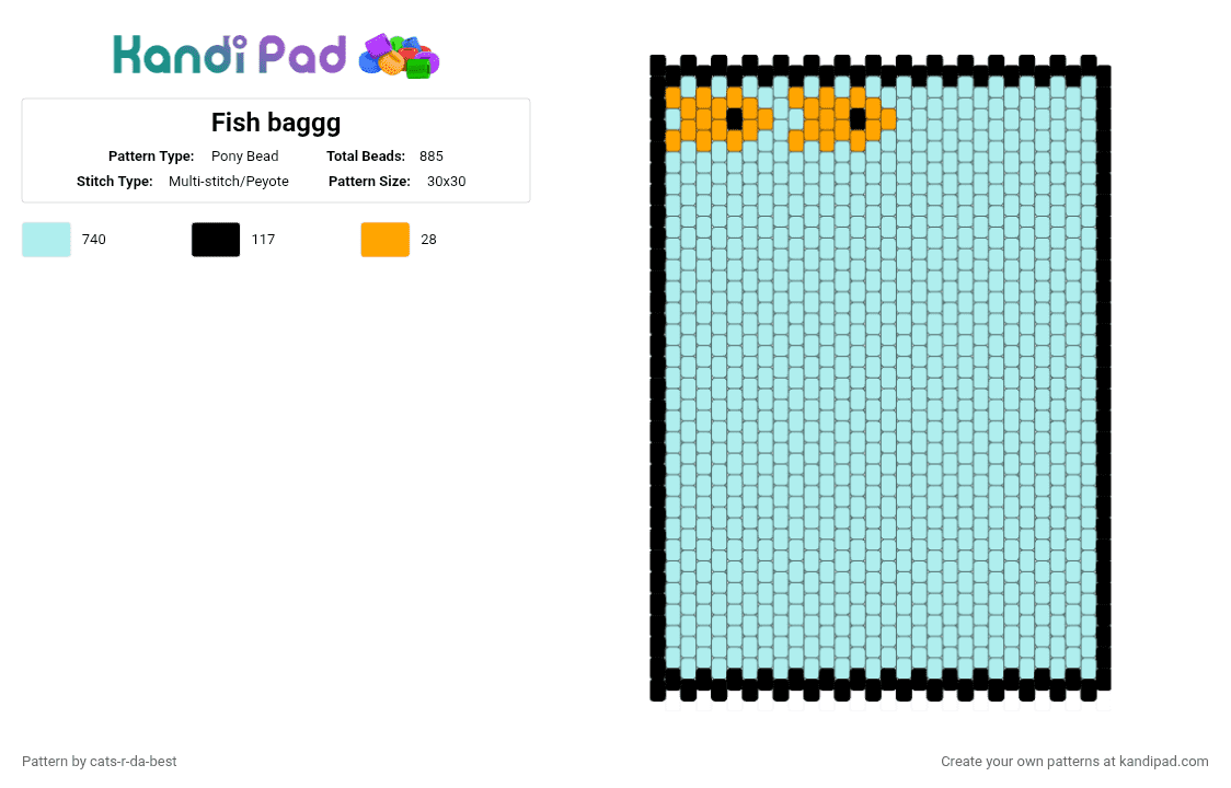 Fish baggg - Pony Bead Pattern by cats-r-da-best on Kandi Pad - light blue
