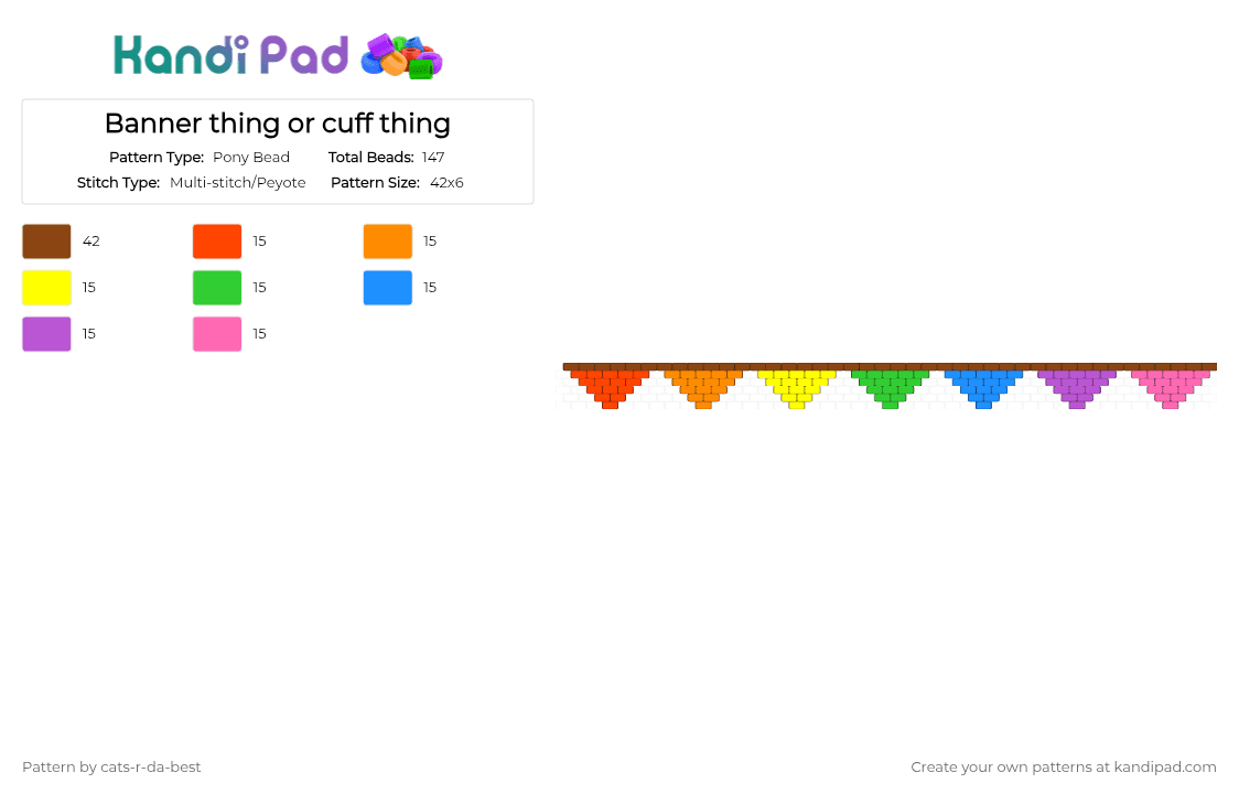 Banner thing or cuff thing - Pony Bead Pattern by cats-r-da-best on Kandi Pad - red,pink