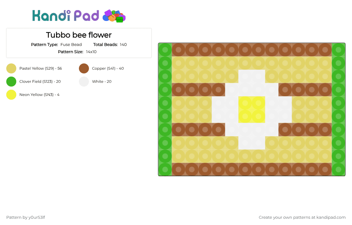Tubbo bee flower - Fuse Bead Pattern by y0ur53lf on Kandi Pad - tan,yellow