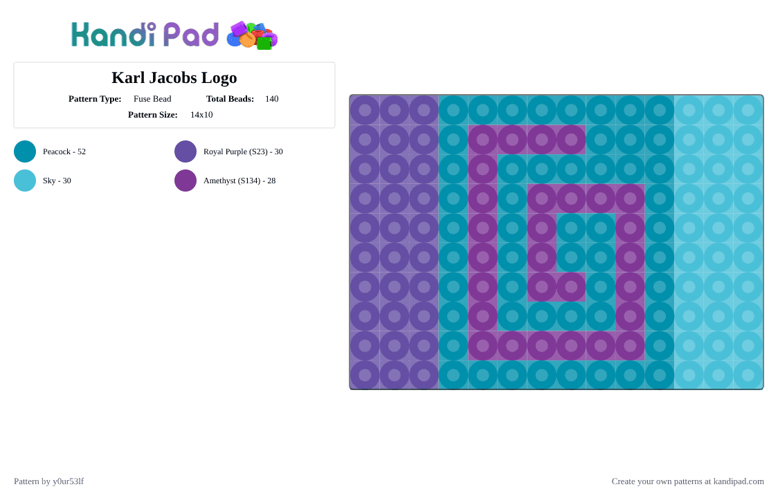 Karl Jacobs Logo - Fuse Bead Pattern by y0ur53lf on Kandi Pad - teal