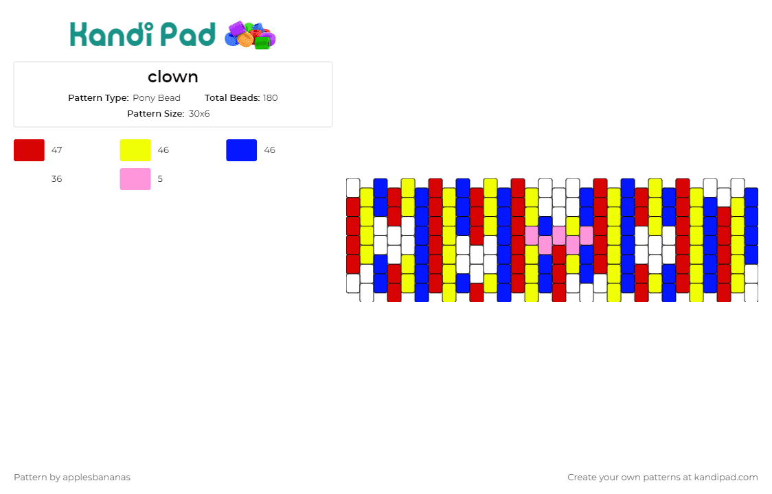 clown - Pony Bead Pattern by applesbananas on Kandi Pad - colorful