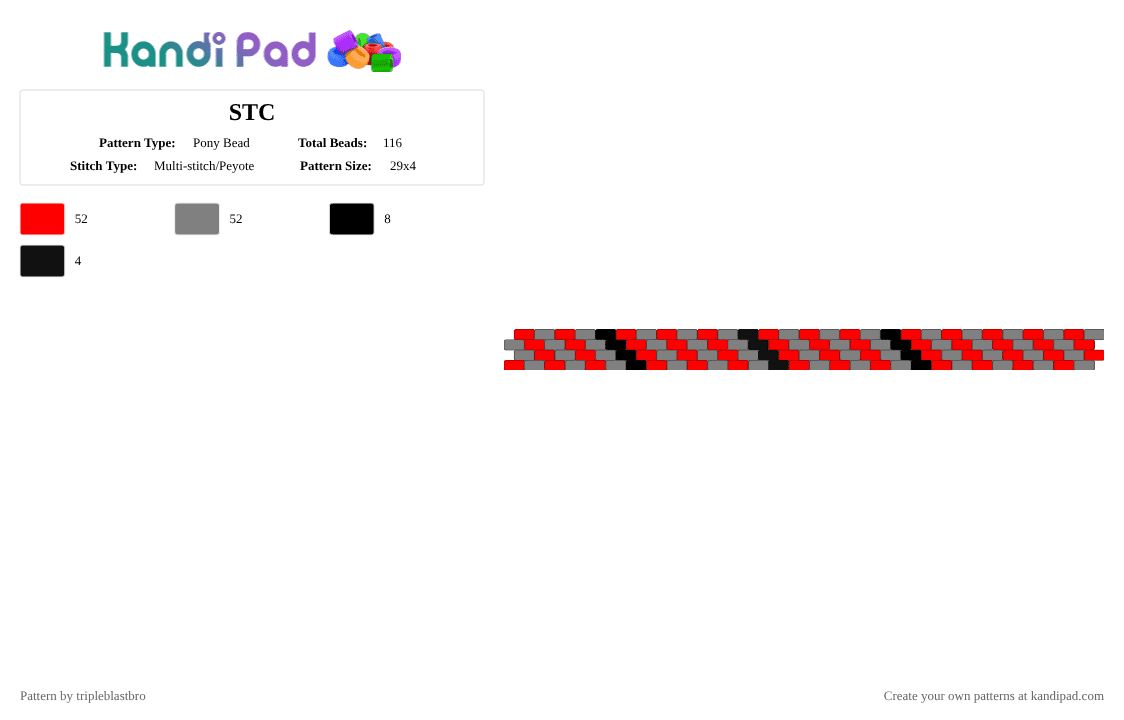 STC - Pony Bead Pattern by tripleblastbro on Kandi Pad - red,gray