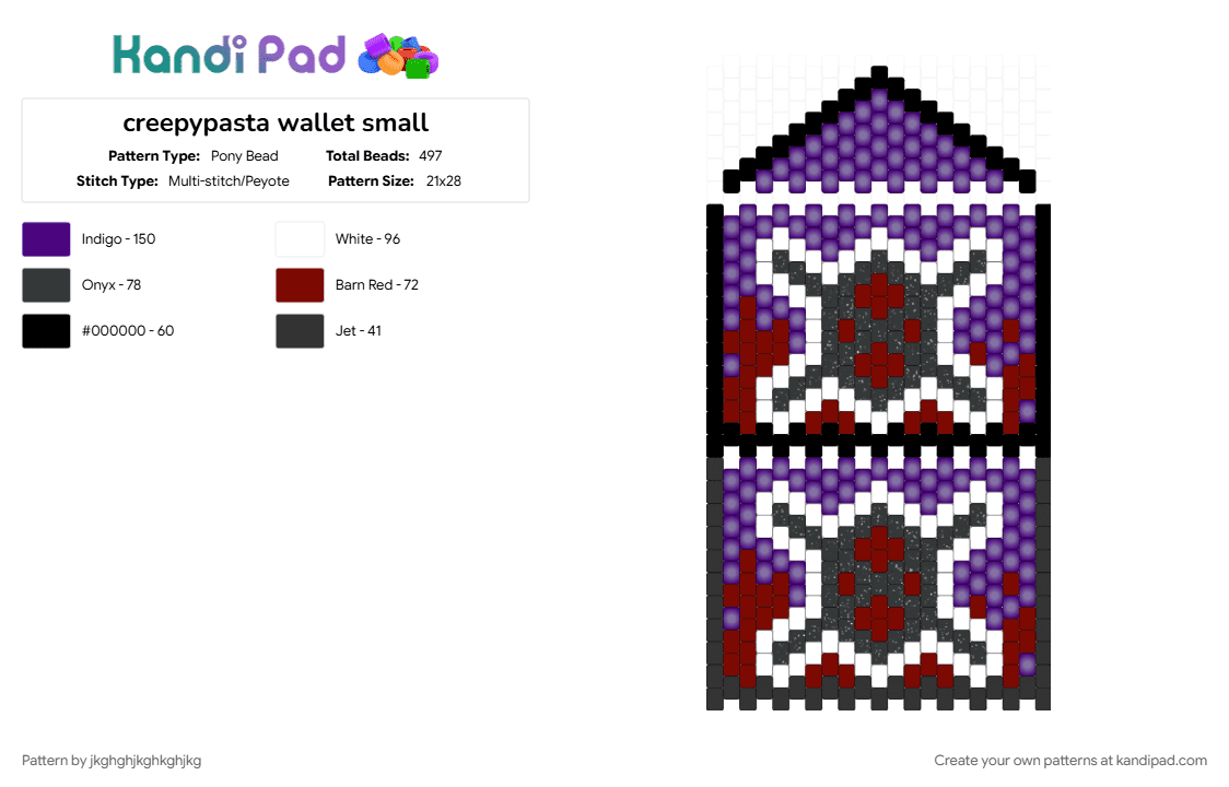 creepypasta wallet small - Pony Bead Pattern by jkghghjkghkghjkg on Kandi Pad - brown, purple