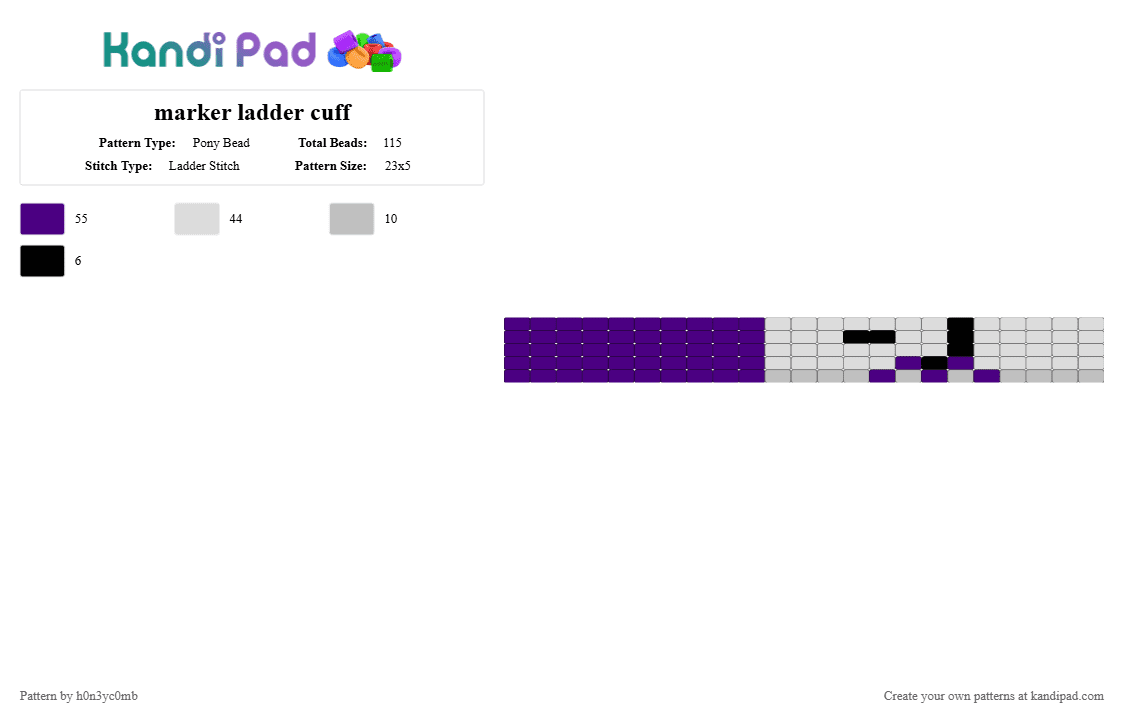 marker ladder cuff - Pony Bead Pattern by h0n3yc0mb on Kandi Pad - purple