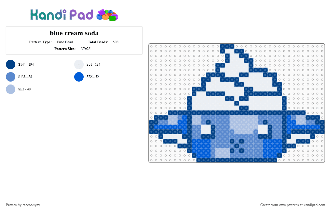 blue cream soda - Fuse Bead Pattern by raccoonyay on Kandi Pad - blue