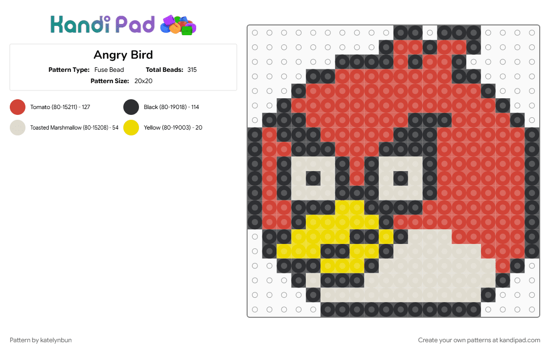 Angry Bird - Fuse Bead Pattern by katelynbun on Kandi Pad - 