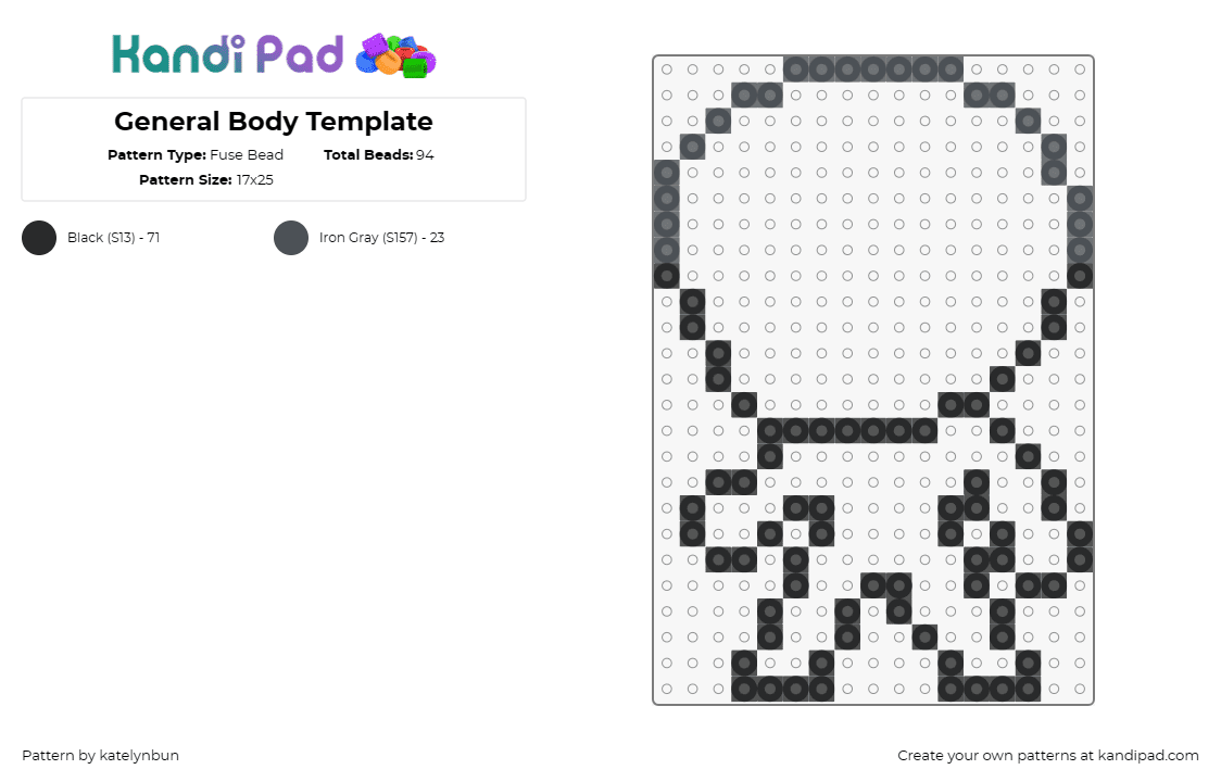 General Body Template - Fuse Bead Pattern by katelynbun on Kandi Pad - outline,body,simple,template,chibi