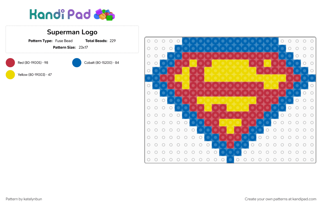 Superman Logo - Fuse Bead Pattern by katelynbun on Kandi Pad - 
