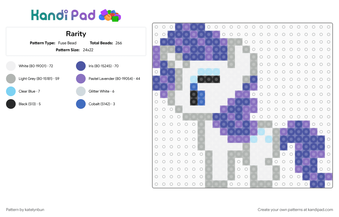 Rarity - Fuse Bead Pattern by katelynbun on Kandi Pad - 