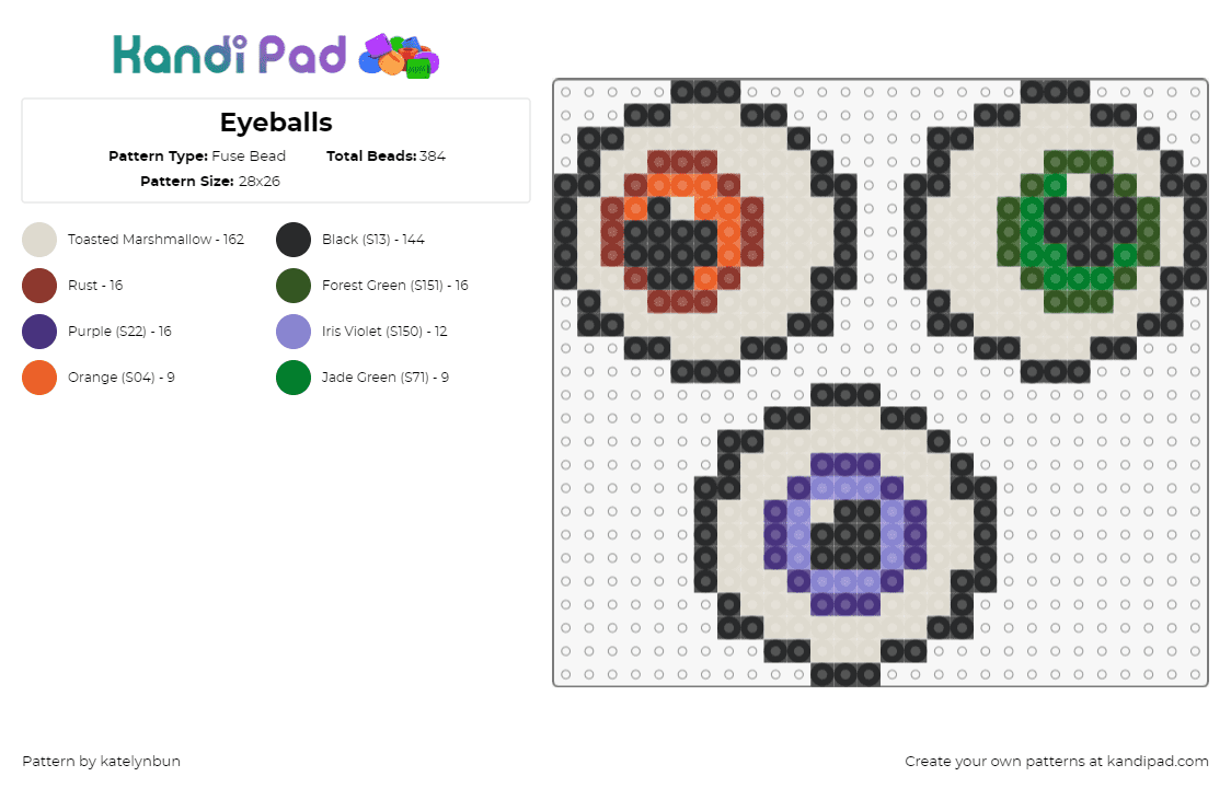 Eyeballs - Fuse Bead Pattern by katelynbun on Kandi Pad - eyeball,body,spooky,halloween,beige,orange