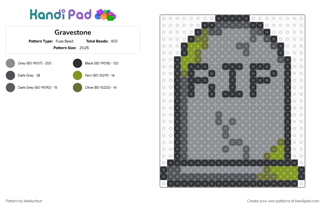 Gravestone - Fuse Bead Pattern by katelynbun on Kandi Pad - 