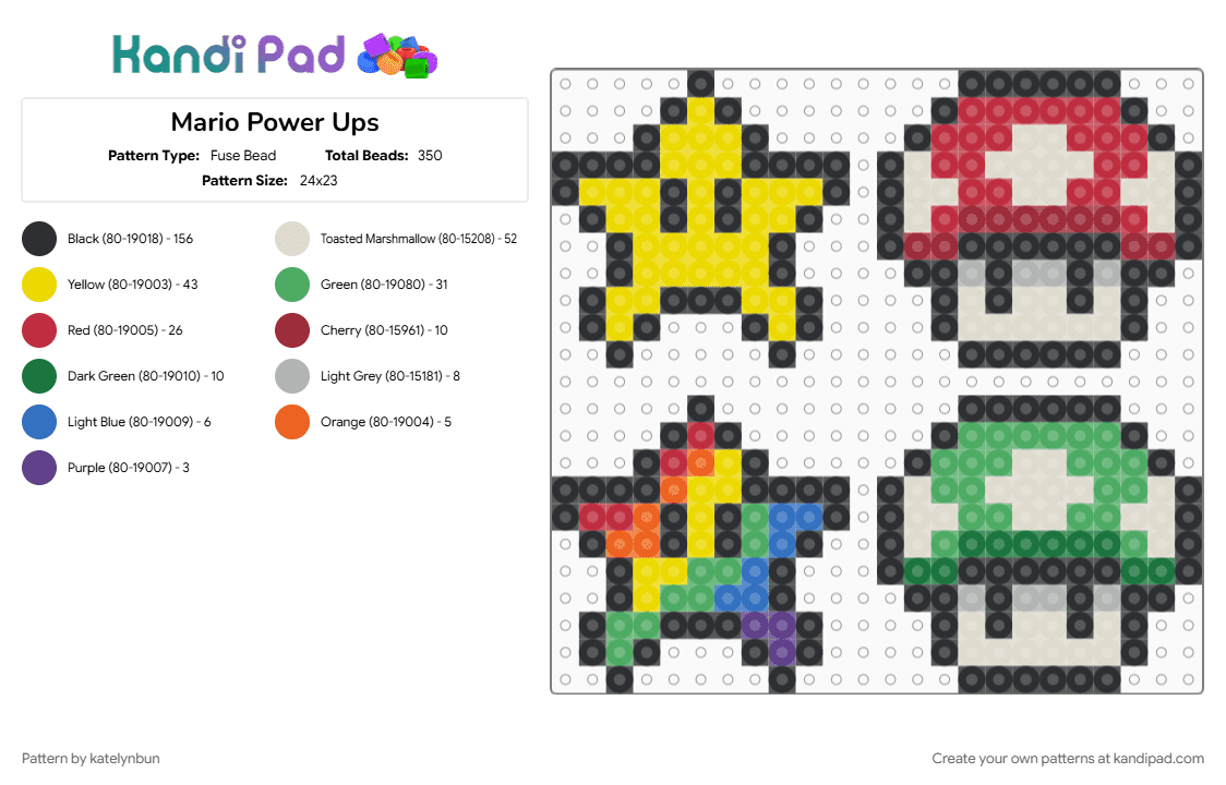 Mario Power Ups 1 - Fuse Bead Pattern by katelynbun on Kandi Pad - mario, nintendo, video game