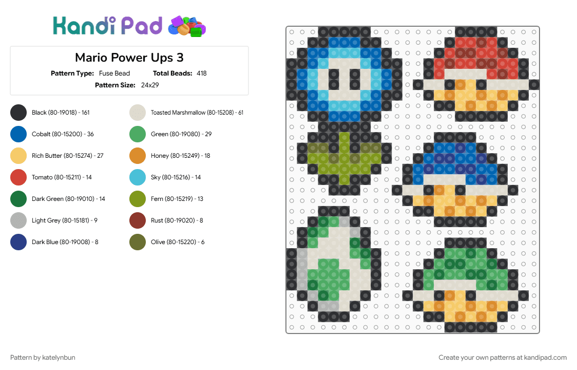 Mario Power Ups 3 - Fuse Bead Pattern by katelynbun on Kandi Pad - 
