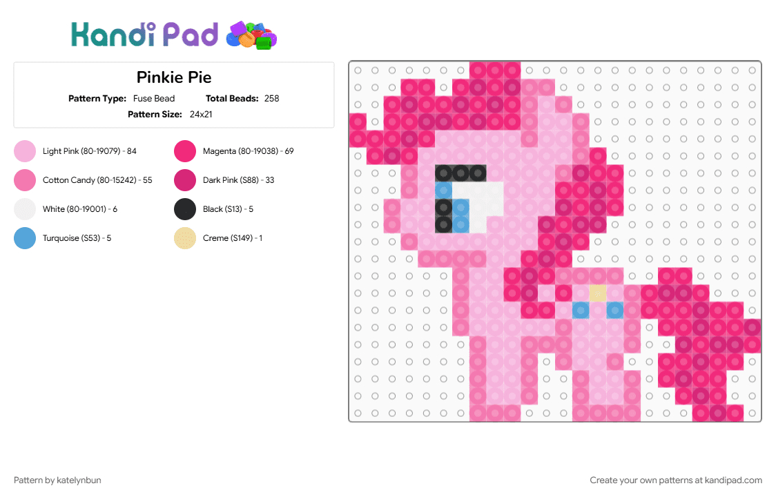 Pinkie Pie - Fuse Bead Pattern by katelynbun on Kandi Pad - 