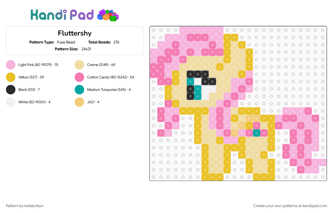 Fluttershy - Fuse Bead Pattern by katelynbun on Kandi Pad - 