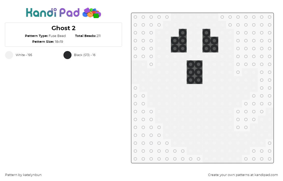 Ghost 2 - Fuse Bead Pattern by katelynbun on Kandi Pad - ghost,halloween,spooky,white