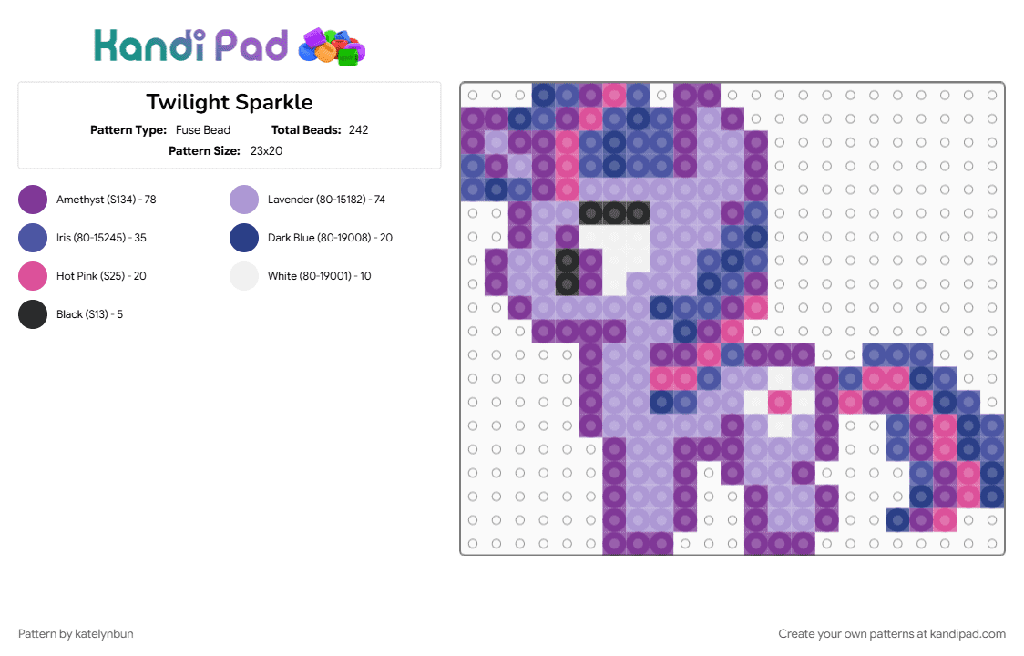 Twilight Sparkle - Fuse Bead Pattern by katelynbun on Kandi Pad - 