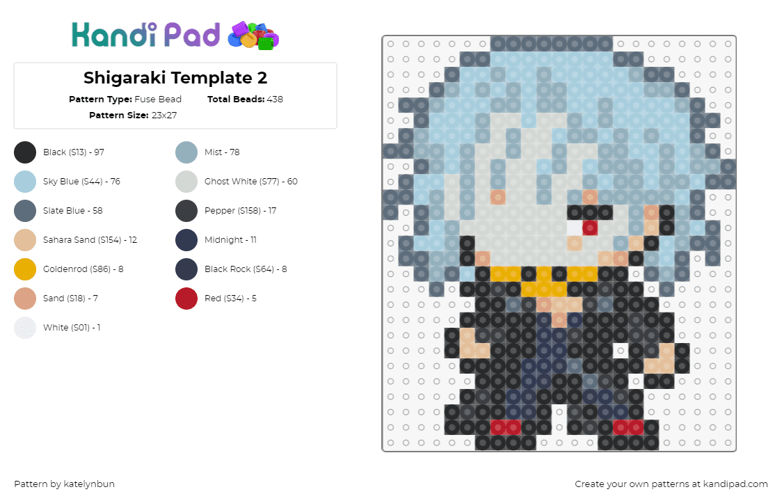 Shigaraki Template 2 - Fuse Bead Pattern by katelynbun on Kandi Pad - shigaraki tomura,my hero academia,mha,anime,manga,chibi,character,light blue,blue