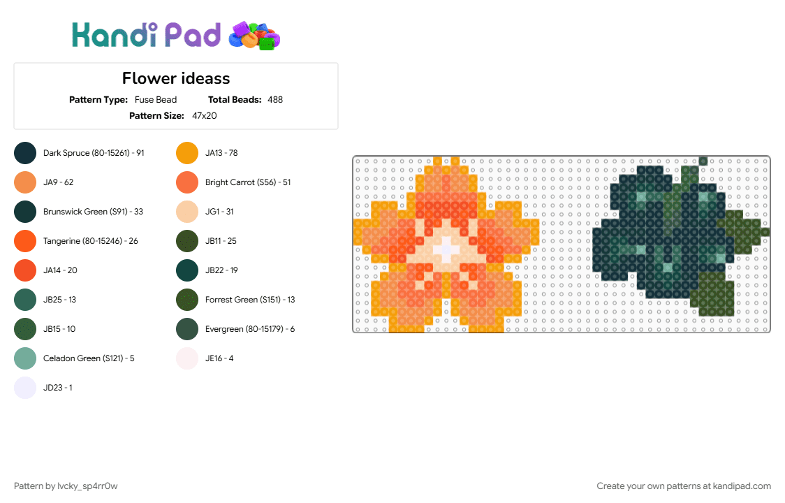 Flower ideass - Fuse Bead Pattern by lvcky_sp4rr0w on Kandi Pad - orange