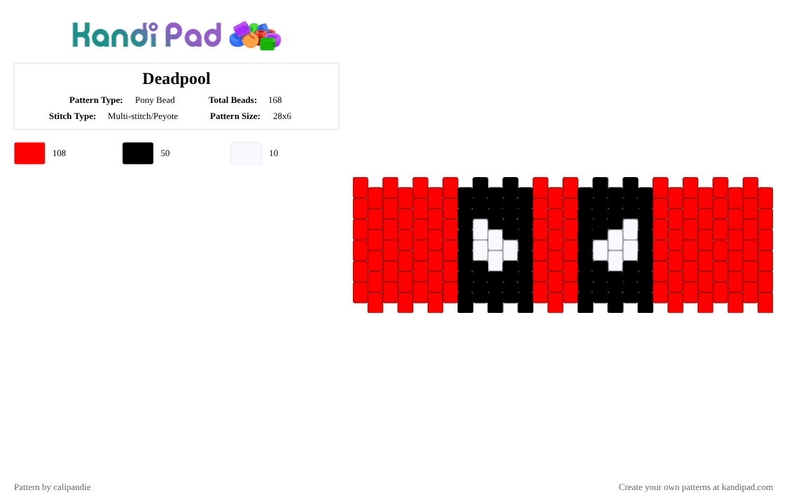 Deadpool - Pony Bead Pattern by calipandie on Kandi Pad - red