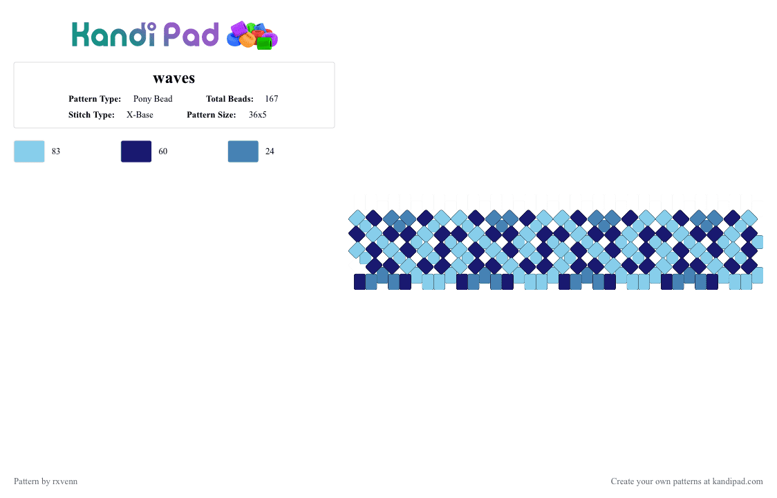 waves - Pony Bead Pattern by rxvenn on Kandi Pad - light blue,purple,cotdwaterfalls