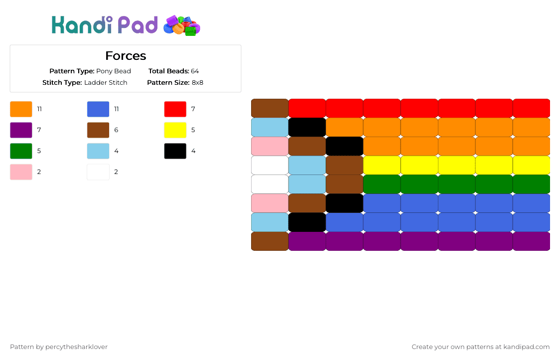 Forces - Pony Bead Pattern by percythesharklover on Kandi Pad - red,orange,pink,blue