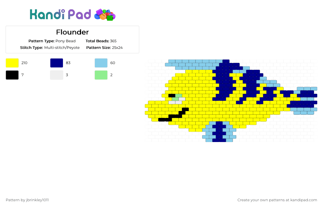 Flounder - Pony Bead Pattern by jbrinkley1011 on Kandi Pad - yellow