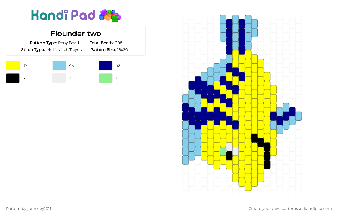 Flounder two - Pony Bead Pattern by jbrinkley1011 on Kandi Pad - yellow