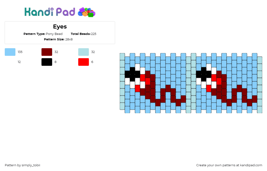 Eyes - Pony Bead Pattern by simply_tobii on Kandi Pad - eyeballs,spooky,cuff,intriguing,contrast,halloween,blue